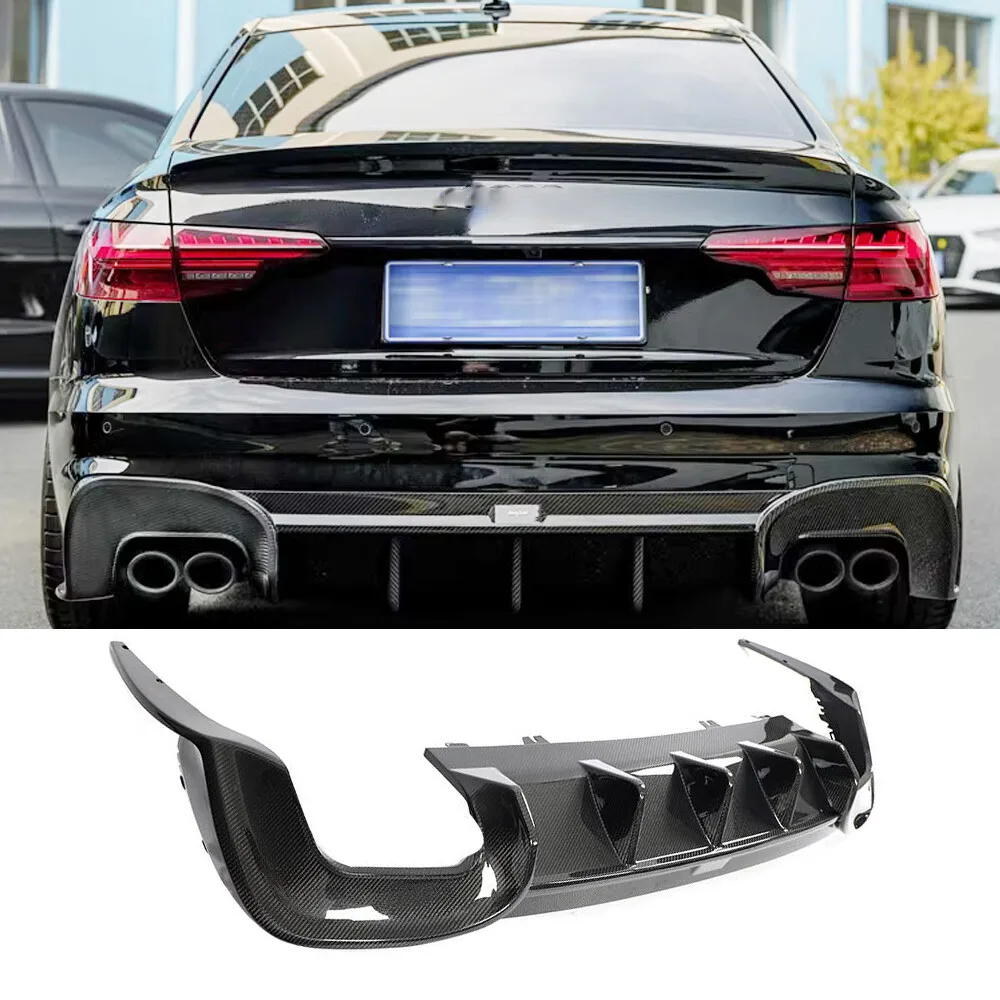 

For Audi A4 Sline /S4 B9.5 20-24 Real Carbon Fiber Rear Bumper Diffuser Spoiler Body kits Car Accessories