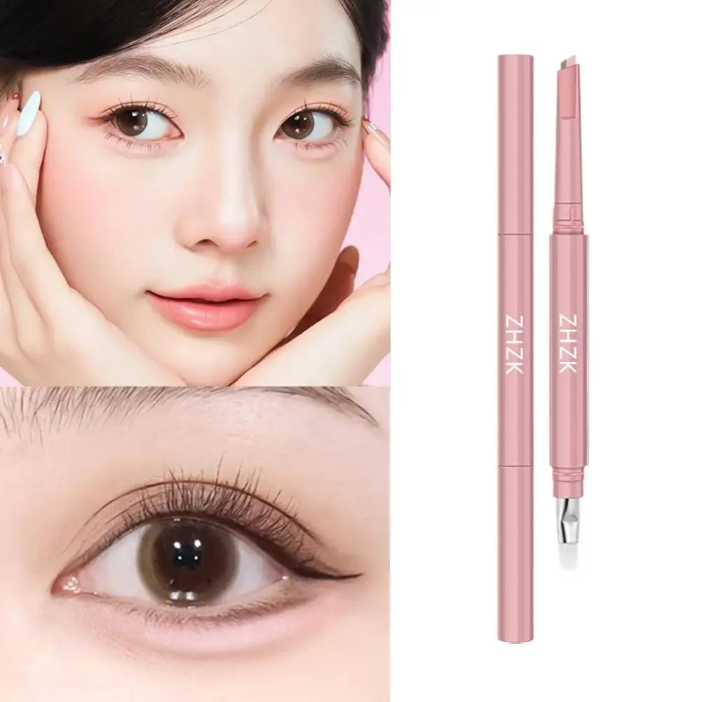Crayon pour les yeux deux en un à Double extrémité, dissimulation naturelle, éclaircissant longue durée, imperméable, résistant aux taches, stylo ver à soie pour paupières