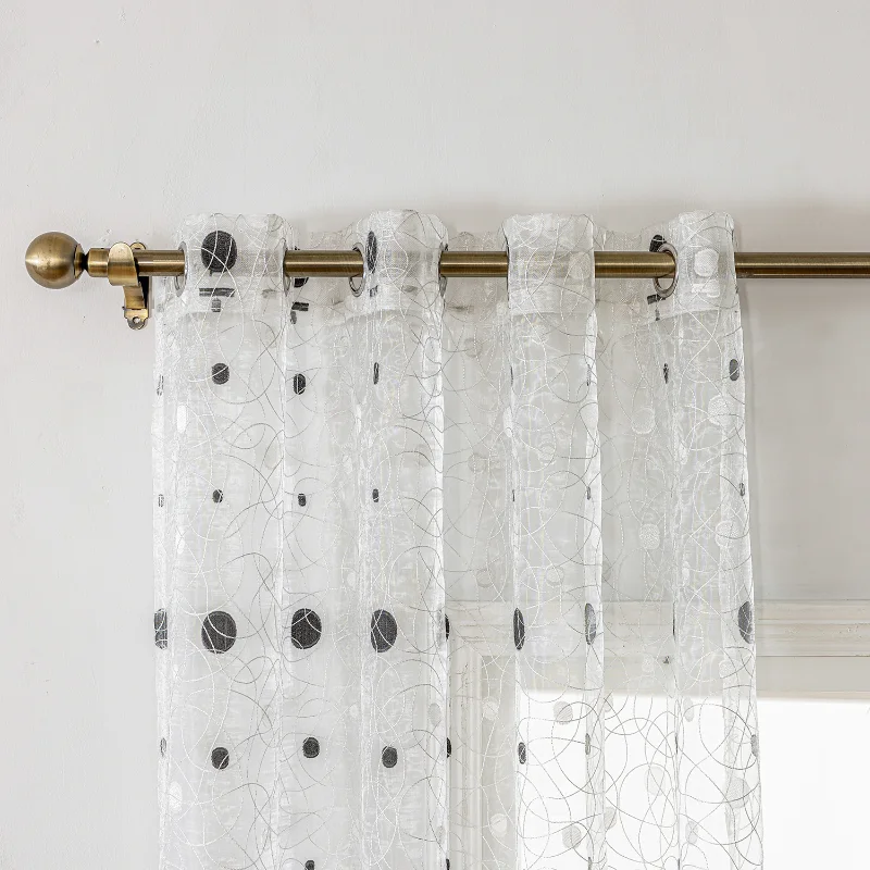 Modern Minimalist Embroidered Window Screen for Decorating Living Room, Bedroom and Dining Room - Ready-made Curtains and Drapes