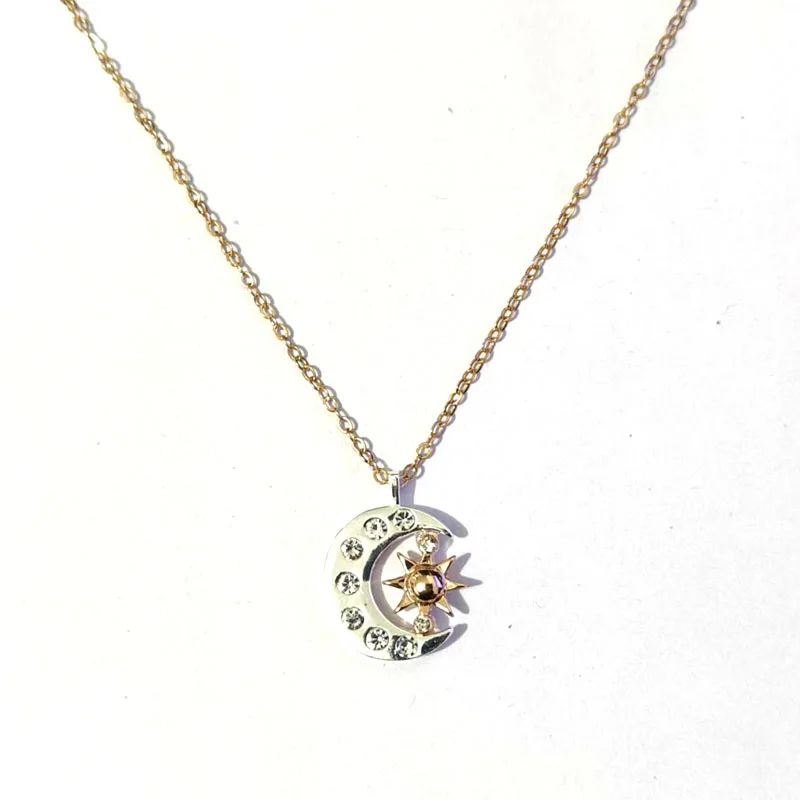gold silver color moon star  sun pendant necklace for women man gift