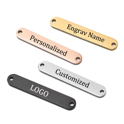 20 piezas láser personalizado nombre Logo fecha texto rectángulo encantos acero inoxidable colgantes personalizados para DIY collar fabricación de pulseras