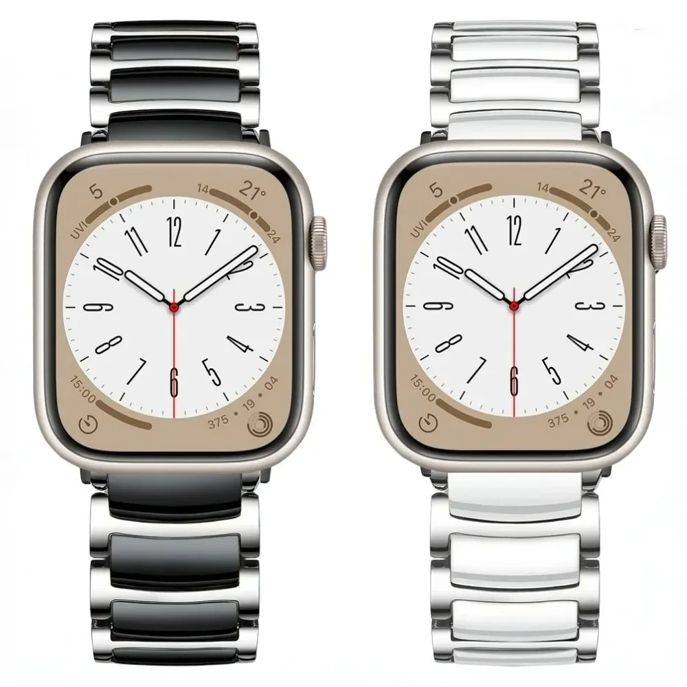 

Керамический + металлический ремешок для Apple Watch Band UItra/2 49 мм 10 46 мм 42 мм Браслет-ремень iWatch 9 8 7 6 5 4 SE 45 мм 41 мм 40 мм 44 мм 38 мм
