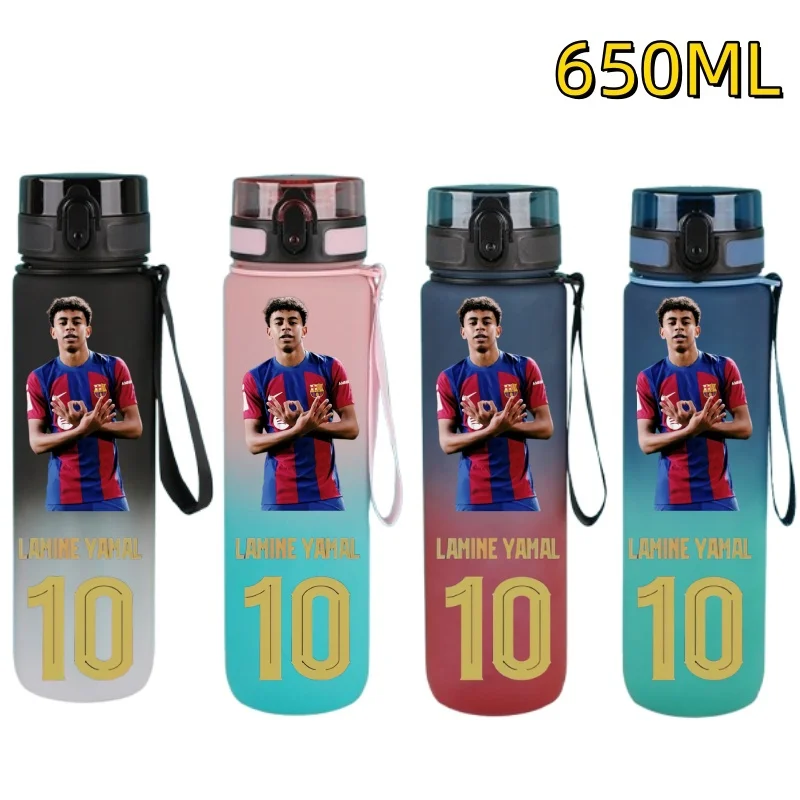 650ml Fußballstar Wasserflasche Lamine Yamal Tragbare Outdoor-Trinkflasche mit großem Fassungsvermögen, Sport- und Fitness-Trinkflasche mit Klappdeckel, Fan-Geschenk