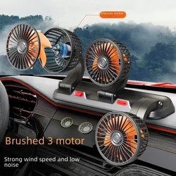 Krachtige Auto Ventilator Interface Voor Grote Truck 24V/12V Kleine Broodbusjes Auto Koelventilator 360 ° Verstelbare Drie-Head Auto Ventilator Laag Geluidsniveau