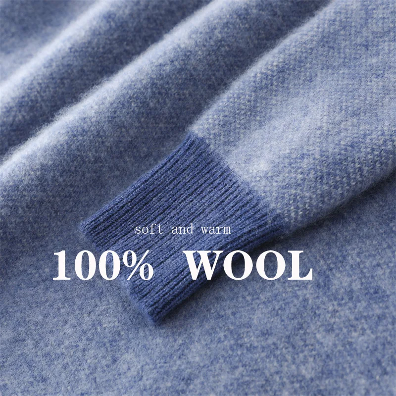 Men's thick Woolen Sweater Round neck color blocked Warm and Fashionable Pullover sweater Autumn/Winter New Business Casual Top