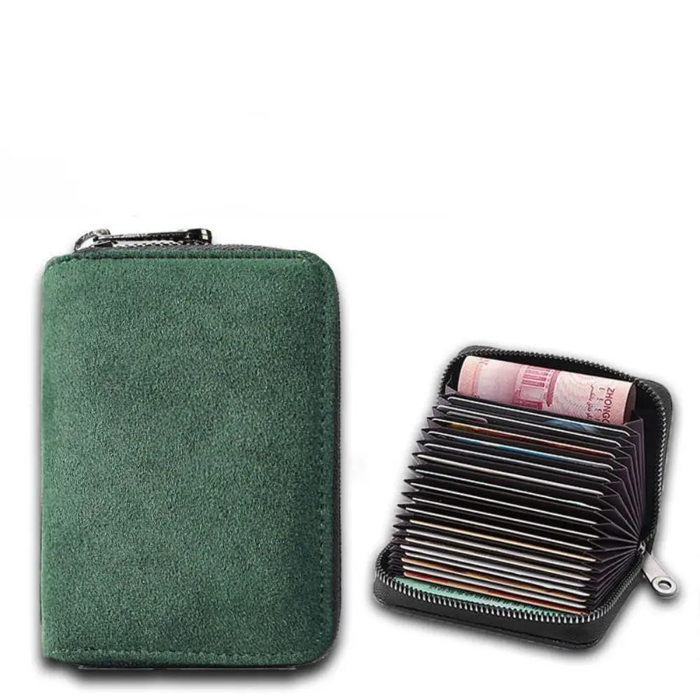 Borsa per carte da uomo multifunzionale 18 slot per carte 2 piccole slot per cambio Porta carte di credito Porta carte con cerniera anti-smagnetizzazione