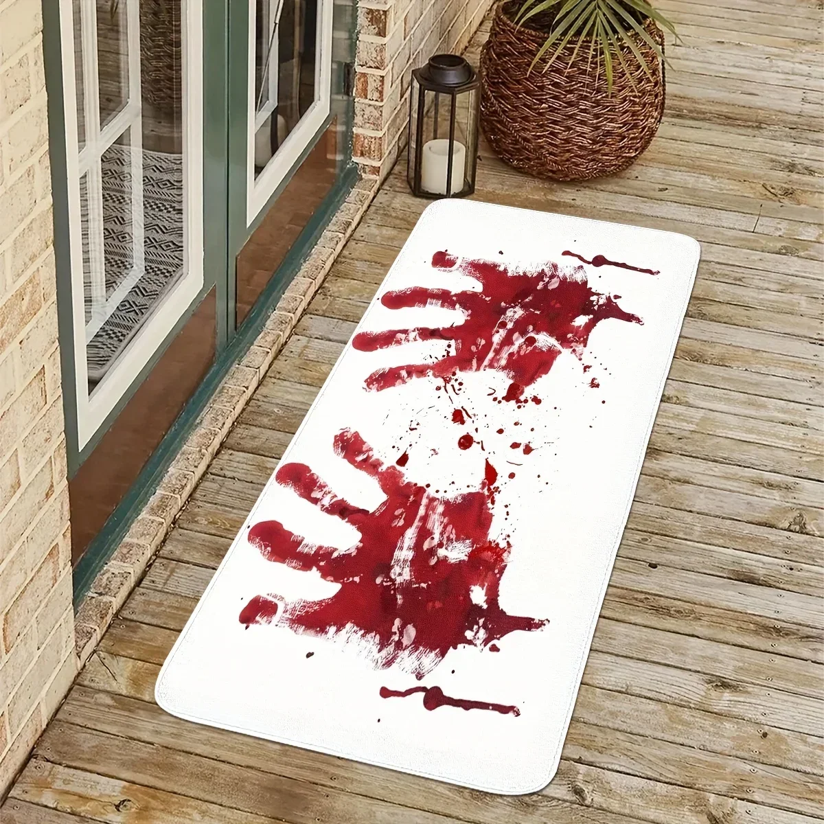 1PCHalloween Bath Mat Bloody Handprint Entrance Doormat Decor Bathroom Corridor Balcony Rugs Prank Blood Bedroom Rug Halloween