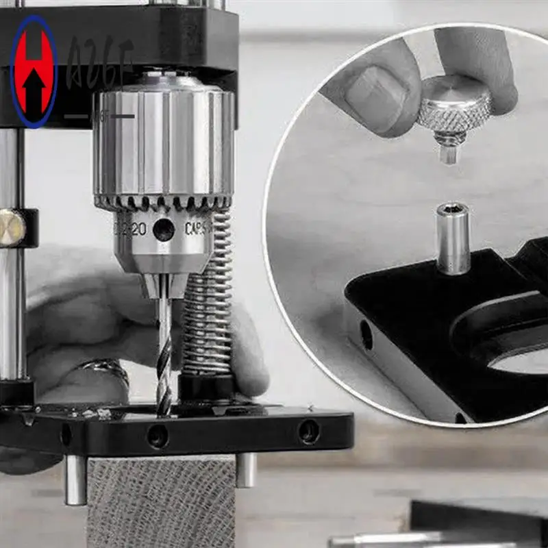 

A26F-Woodworking Drill Guide, Woodworking Drill Guide Plastic Adjustable Drilling Template Hole Punch Locator For DIY (Black)