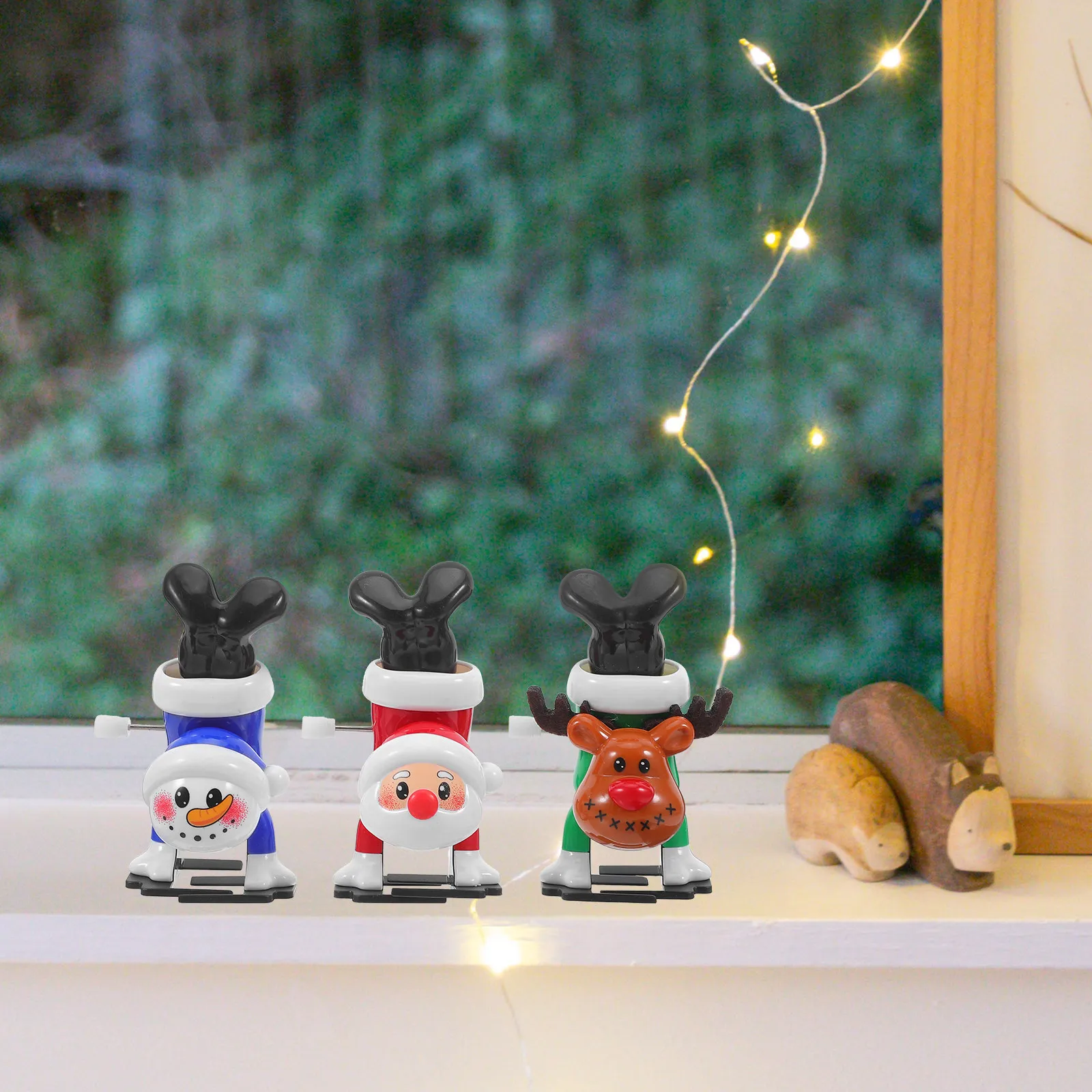 

1Set Christmas Wind Up Stocking Stuffers Festive Clockwork Santa Snowman Reindeer Holiday Party Favor Kids Fun Walking Jumping