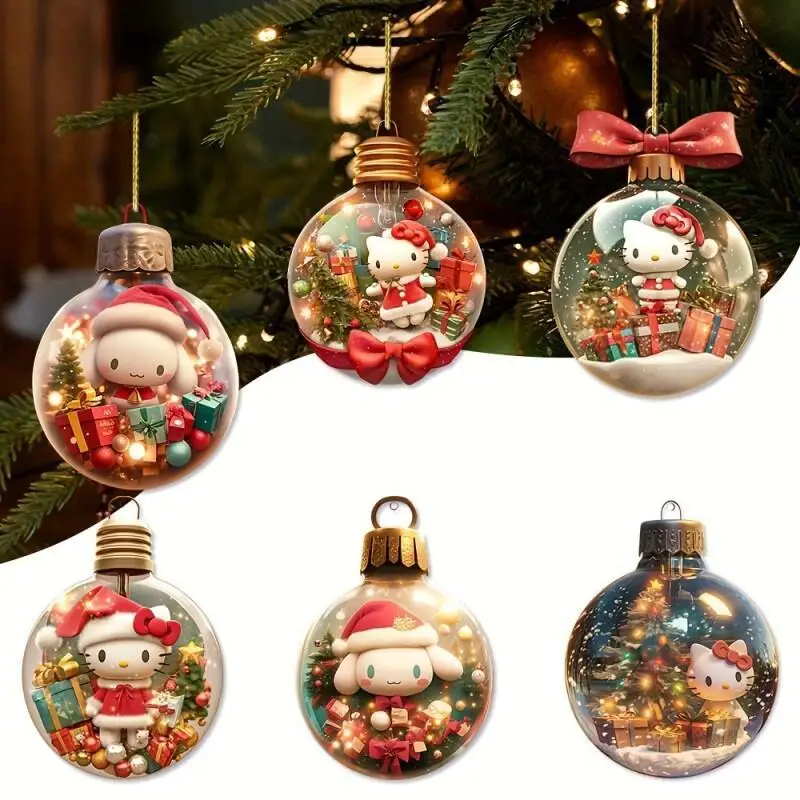 5/10 قطعة 2D لا ثلاثية الأبعاد أنيمي سانريو تأثيري Kuromi دمية مرحبا كيتي الاكريليك شقة سيارة تزيين مُثبت الاطفال اللعب هدايا عيد الميلاد #4