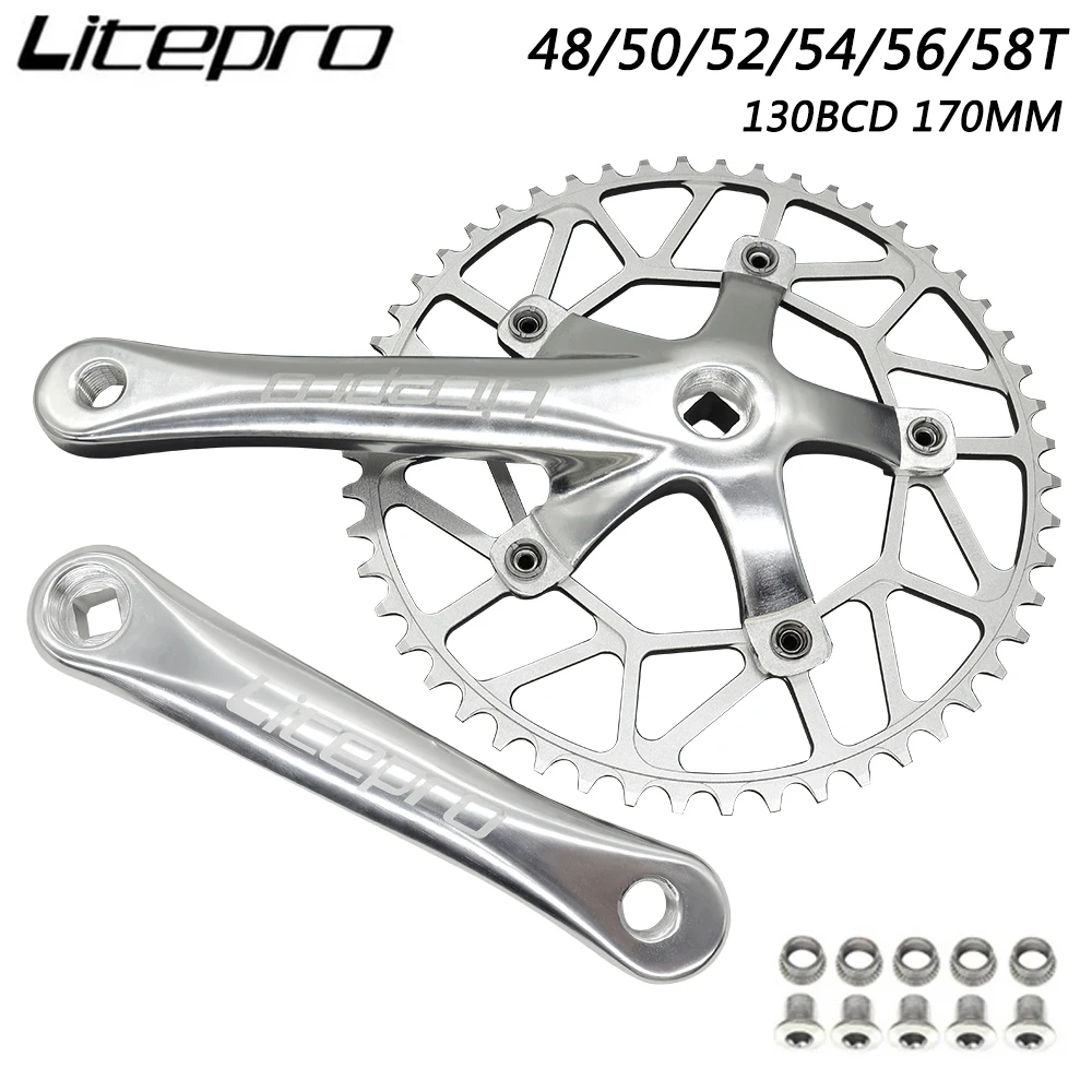 

Litepro BMX Bicycle Integrated Crankset 48/50/52/54/56/58T 130BCD Single Chainwheel Crank Sprocket Bicycle Parts