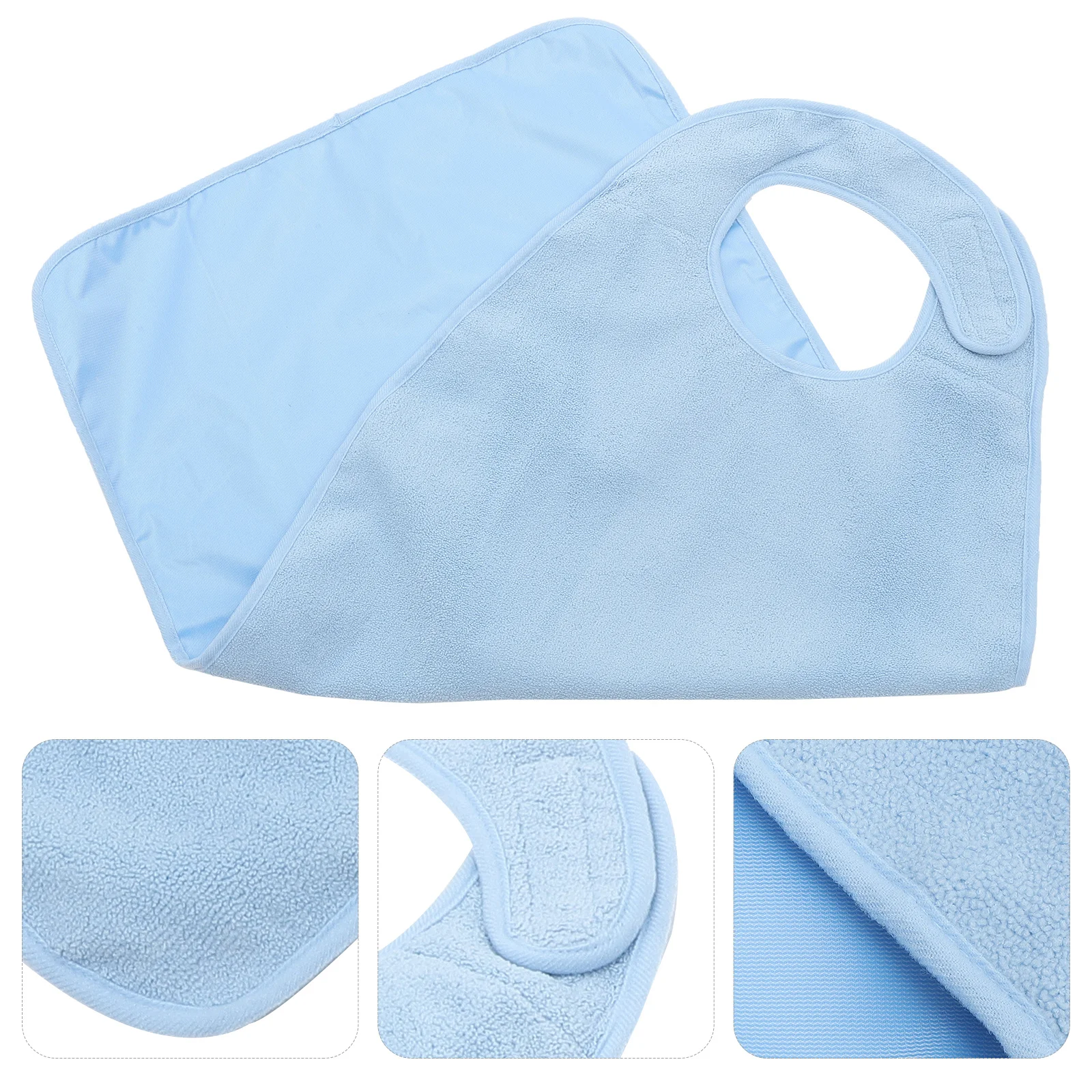 

Adult Waterproof Bib Sky Blue Large Cloth Elderly Meal Protector Washable Feeding Aid Apron Clothing Protector