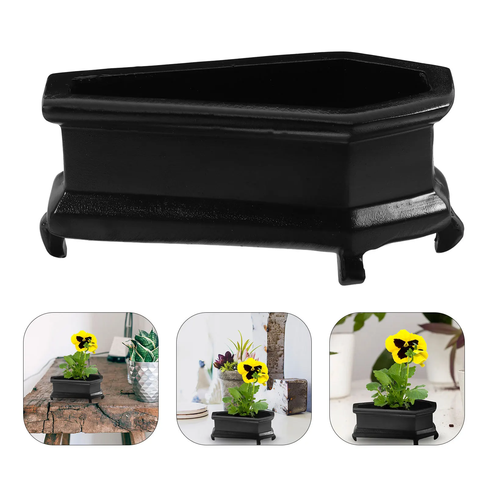 

Gothic Coffin-Shaped Flower Pot Modern Decorative Planter for Succulents and Cacti Resin Craft Unique Desktop Ornament Home