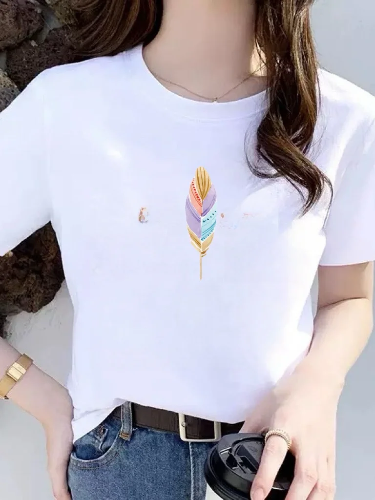 

Casual Style Women's Loose Fit Short Sleeve T-Shirt round Neck Letter Print Versatile Top High End Sensation for Middle-Aged ...