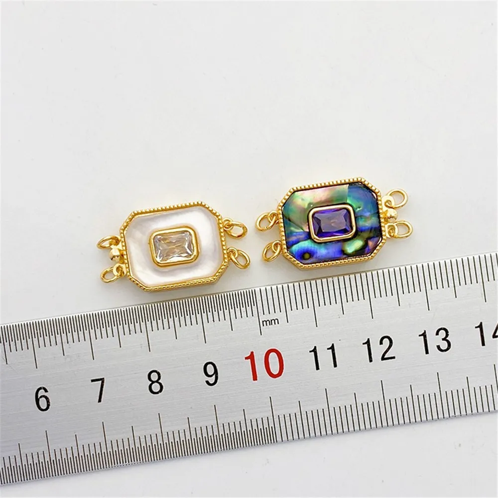 18K Gold Inlaid Bai Bei Square Buckle Pearl Necklace Connected with Closing Buckle Handmade Diy Bracelet Material Accessories.