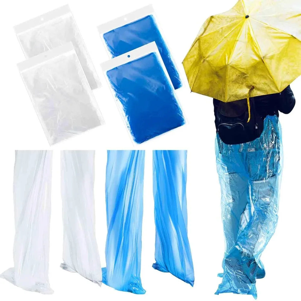 Geyoga 8 piezas de pantalones de lluvia desechables con bota de zapatos cubiertas de bota de pantalón largo impermeables para ciclismo al aire libre pesca