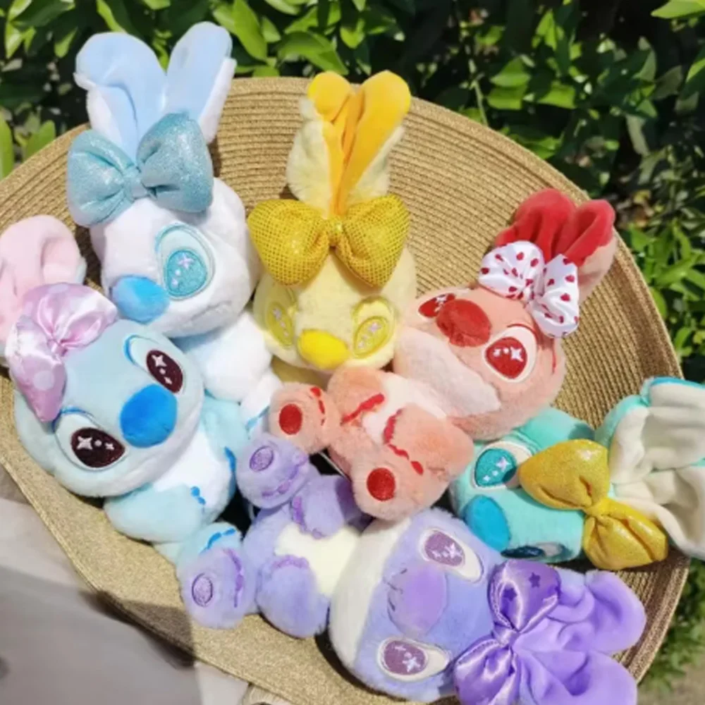 

Hot Sale Stitch With Bow Plush Colorful Big Ears Stitch Cute Plush Keychain Backpack Hanging Accessories Christmas holiday Gift