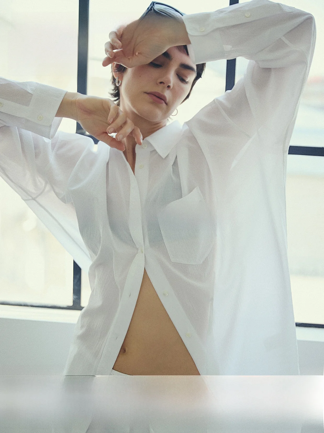 

KEIGAN Comfortable Breathable Long Sleeve Cotton Shirt Set Loose Fit High Yarn Count Micro Crease Women's Spring Fashion