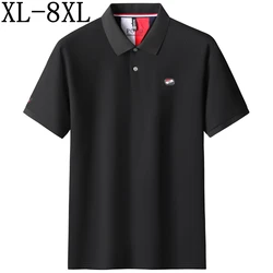 8XL 7XL 6XL 2025 New Summer High End Luxury 100% Cotton Polo Shirt Men Tops Fashion Embroidery Mens Shirts Loose Lapel Tshirts