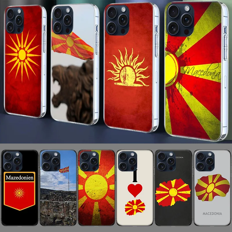 Macedonia Flag Clear Case For Apple iPhone 12 13 Mini TPU 11 14+ 15 16 Pro Max Capa Plus XR X XS Max Phone Cover Silicone Cute F