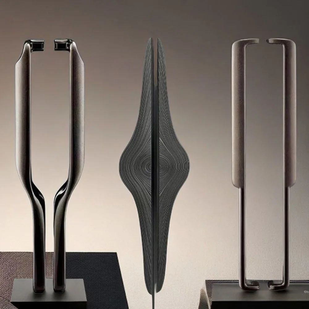 Custom Luxury Hotel Door Handle Chinese Style Stainless Steel Antique Copper Pull for Glass Doors Heavy Entrance Handle Hardwar