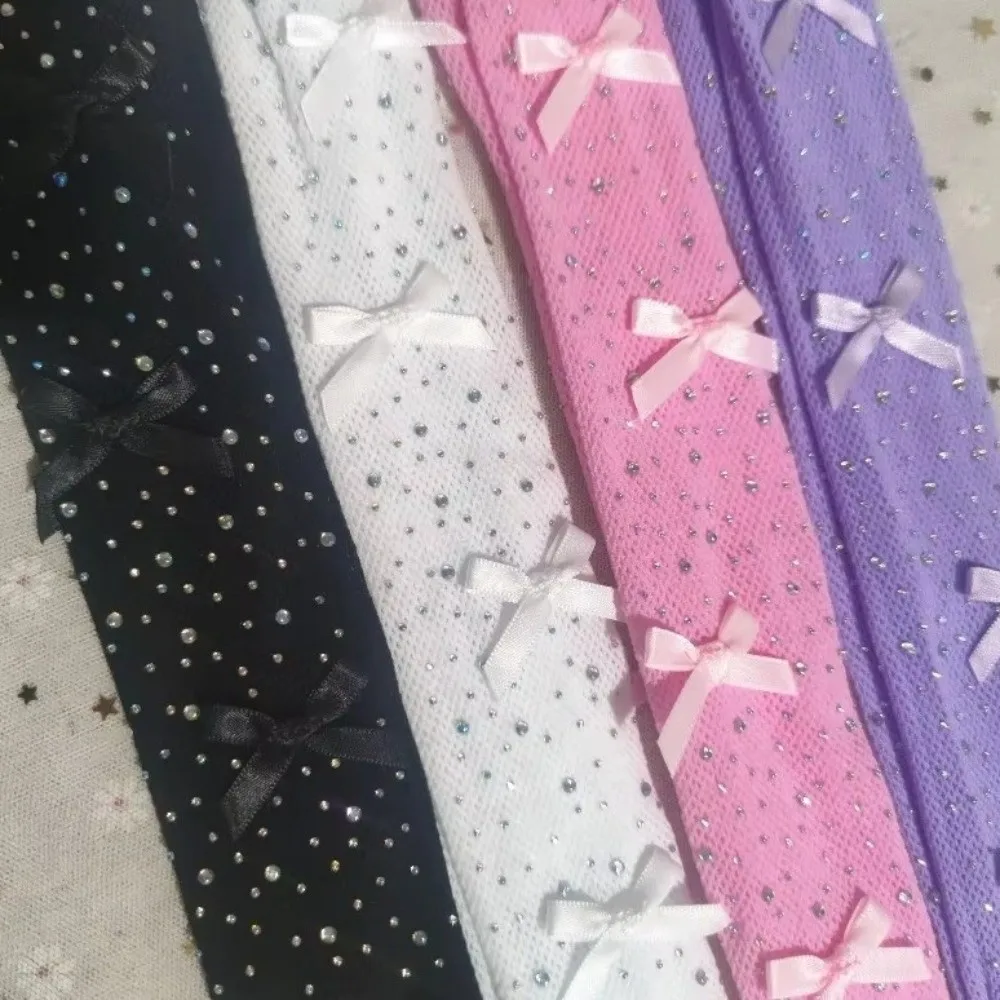 Colorful Children Rhinestone Fishnet Tights Bow Accents Net Texture Sparkling Stockings Nylon Breathable Hollow-Out Leggings