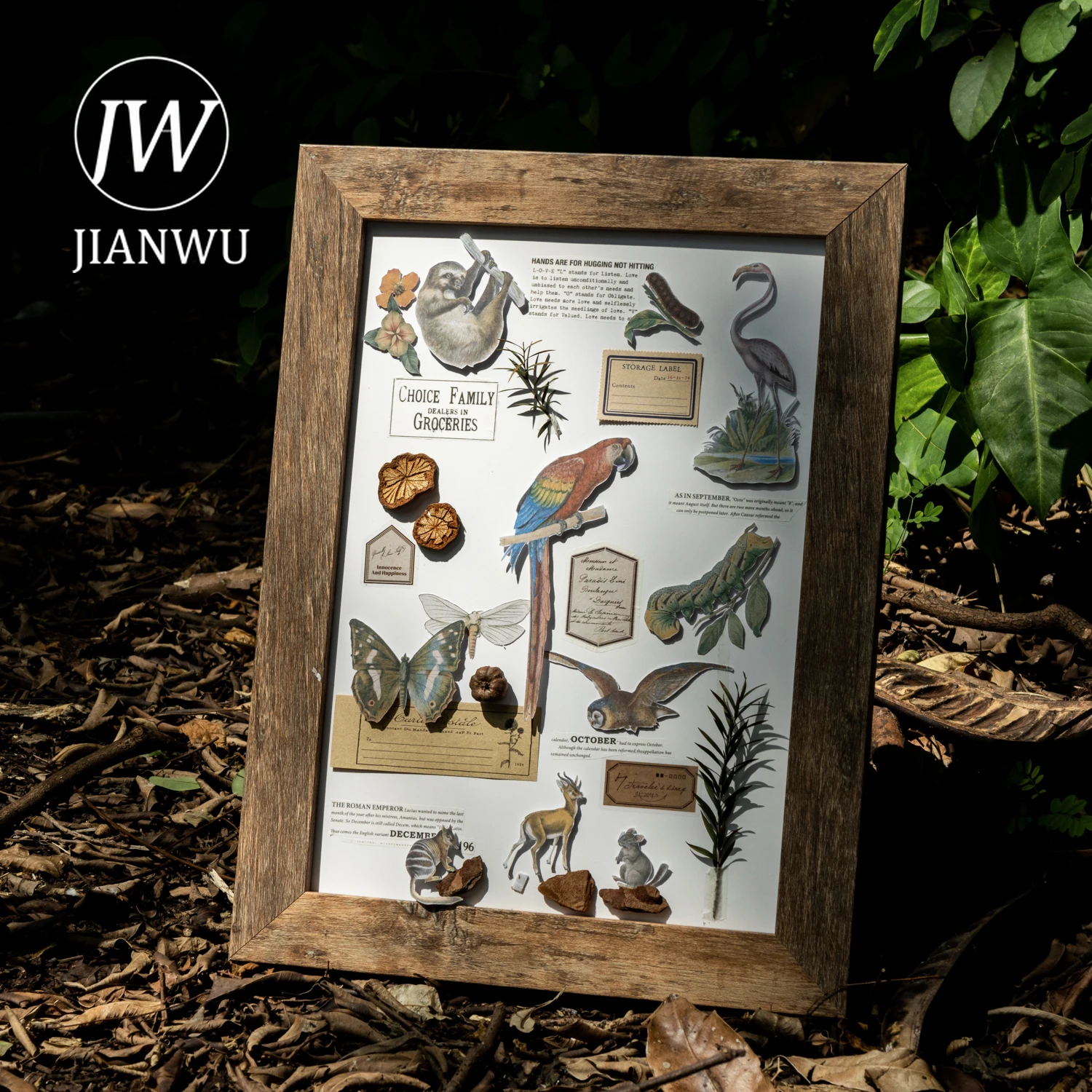 JIANWU موسوعة سلسلة خمر زهرة فراشة الطيور المشهد المواد الكولاج ملصق كتاب الإبداعية DIY مجلة القرطاسية #4