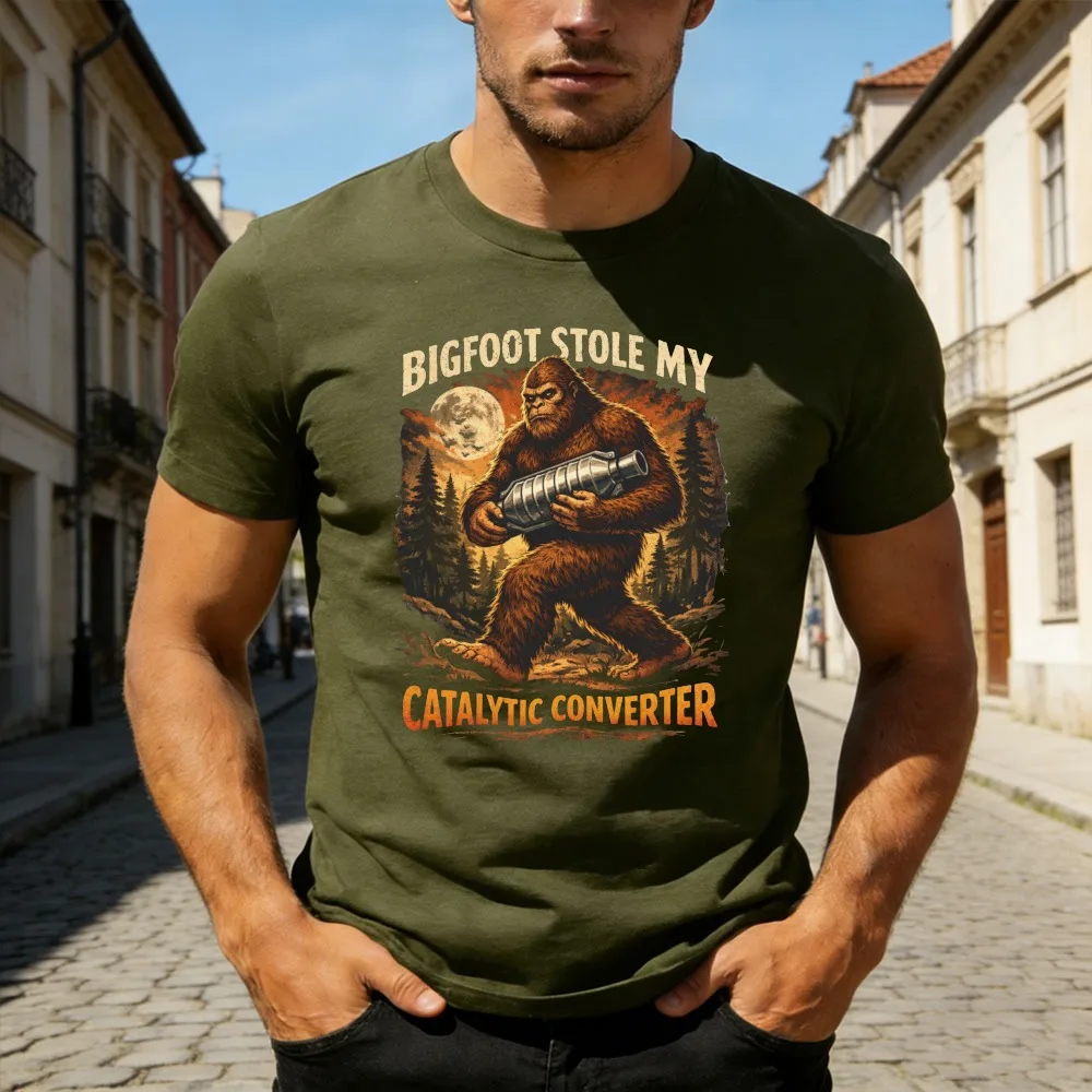 

Funny Vintage Bigfoot TShirt Humorous Cryptid Short Sleeve Tee Gift for Dad Yeti Camping Wear Paranormal Tops Men Clothes