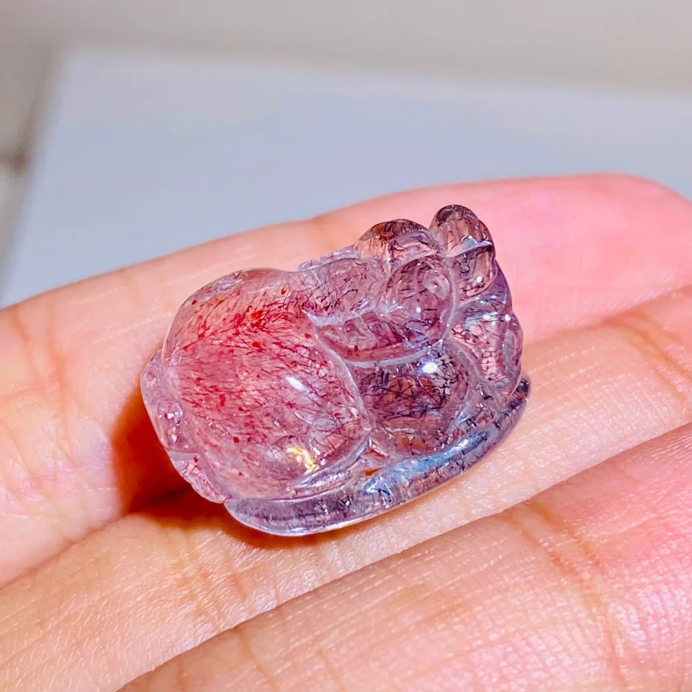 1PCS 6g Natural Colored Super Seven Quartz Pixiu Dragon Turtle Pendant Polished Reiki Healing Feng Shui Energy Room Decor Gift