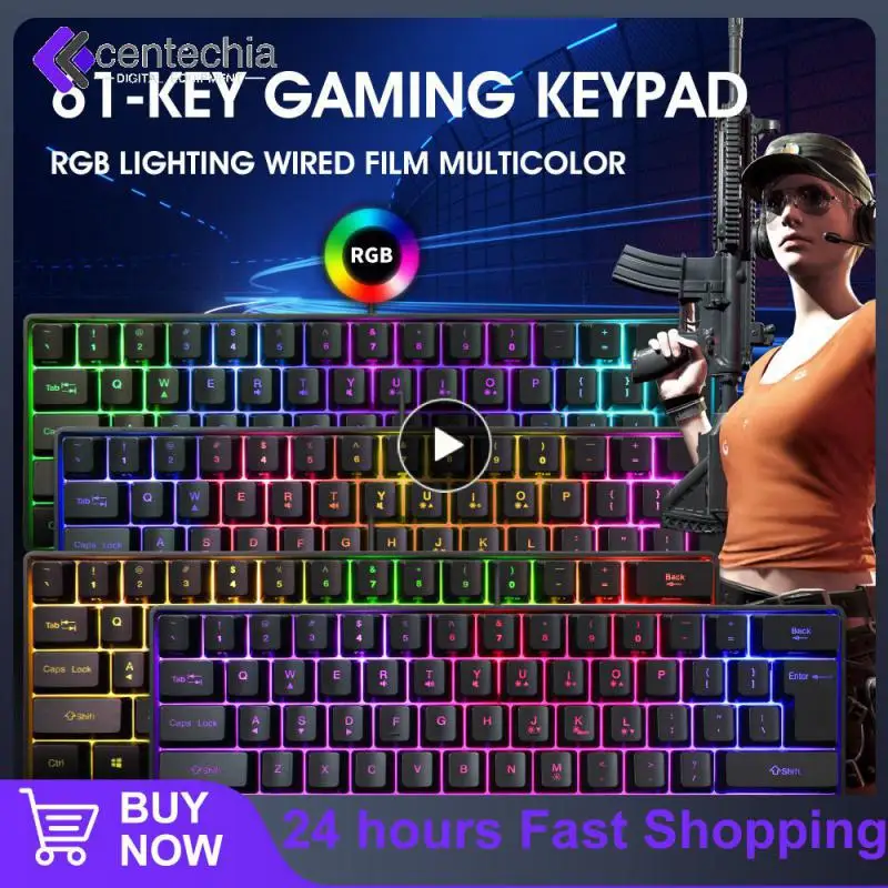 

Клавиатура игровая Проводная с русской раскладкой, 61 клавиша, RGB подсветка