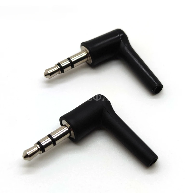 2pcs/lot 90 Degrees 3.5mm Stereo Headset Plug Jack 3 4 Pole 3.5 Gold Plated Black Audio Plugs Jack Adaptor Connector