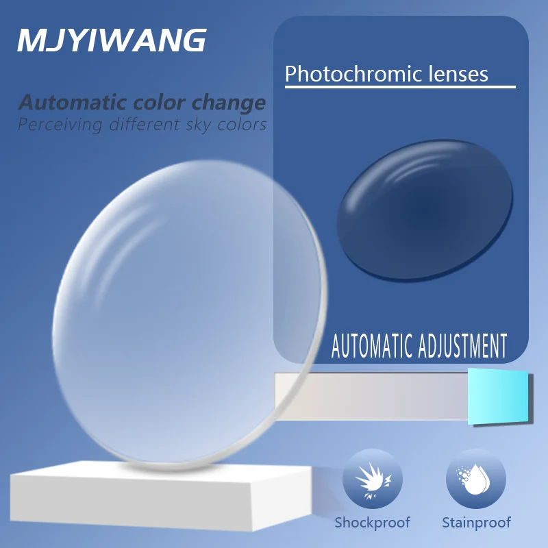 

MJYIWANG 1.56 1.60 Index Photochromic Grey/Brown Aspheric Resin Lenses Anti Blue ray lens Anti-UV Prescription Lens