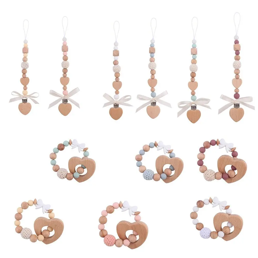 Anti-lost Baby Pacifier Chain Handmade Teether Toys Straps Pacifier Holder Chain Adjustable Silicone Baby Dental gum Newborn