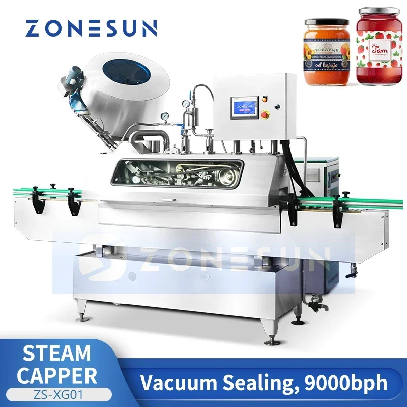 ZONESUN ZS-XG01 Metal Twist-off Caps Vacuum Steam Capper Automatic Glass Bottles Fruit Jam Jar Capping Machine