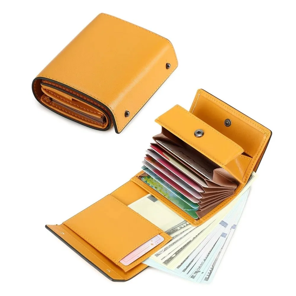 New Tri-Fold Men's Short Wallet Multi-Card PU Leather Slot Coin Purse Multi-functional Solid Color Business Money Clip Daily Use