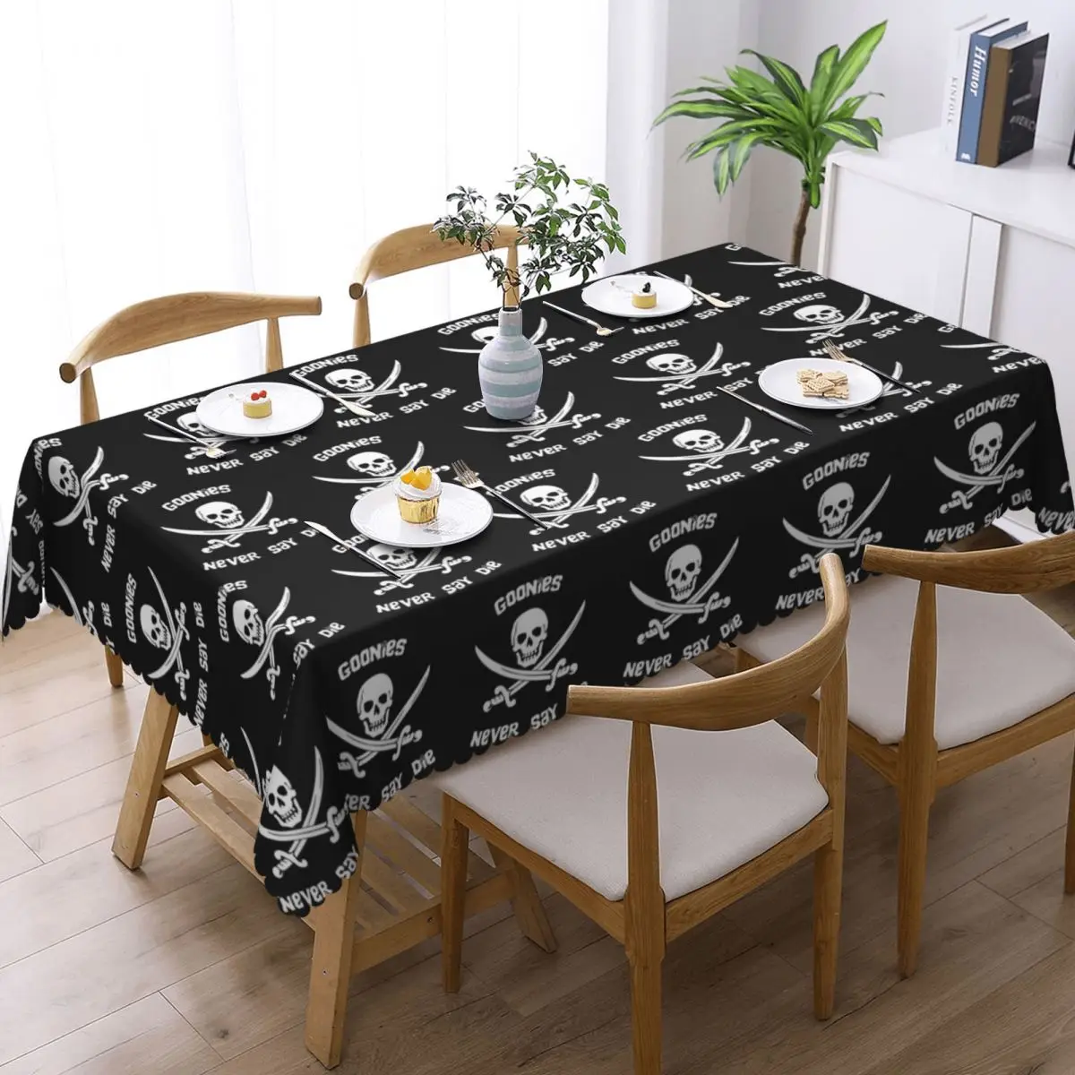 Goonies Never Say Die Customized Rectangular Tablecloth Oilproof Table Cover for Festival Party Decorations Table Cloth