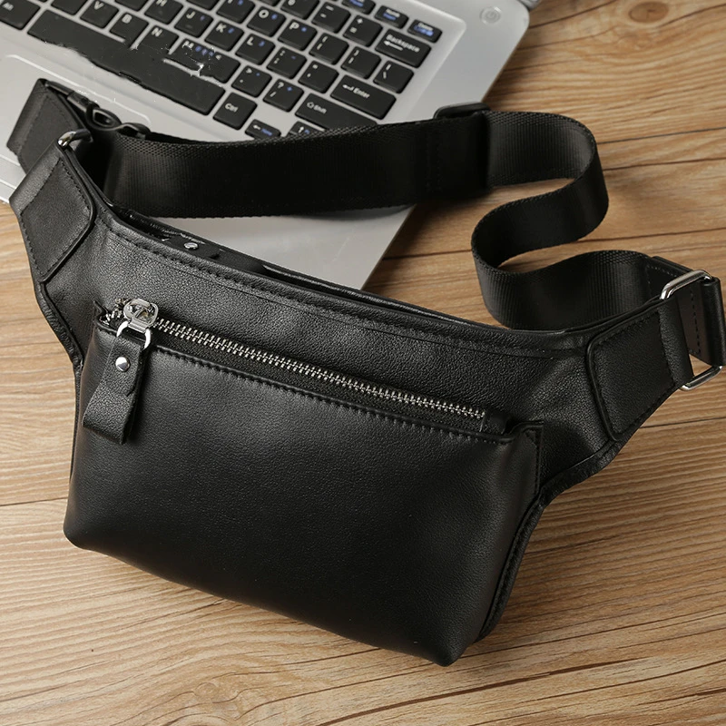 

Men's Fanny Waist Bag Real Leather Travel Cross Body Phone Pouch Sling Chest Pack Casual Male Large Hip Bum Purse