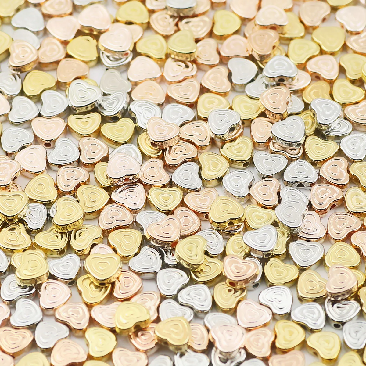 Doppelte herzförmige 6 mm 100/200/400/800 Stück CCB goldene silbrige Spacer lose Perlen für DIY Schmuckherstellung Armband Halskette Ohrring