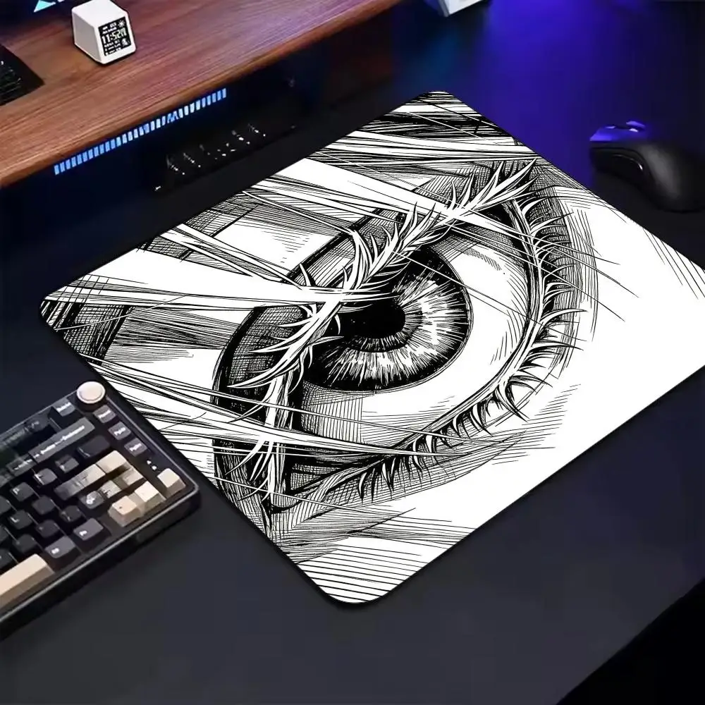 Manga Anime Eyes Gaming Mouse Pad Non-Slip Rubber Base Comic Print Desk Mat Square Mousepad For PC Laptop E-Sports Gaming