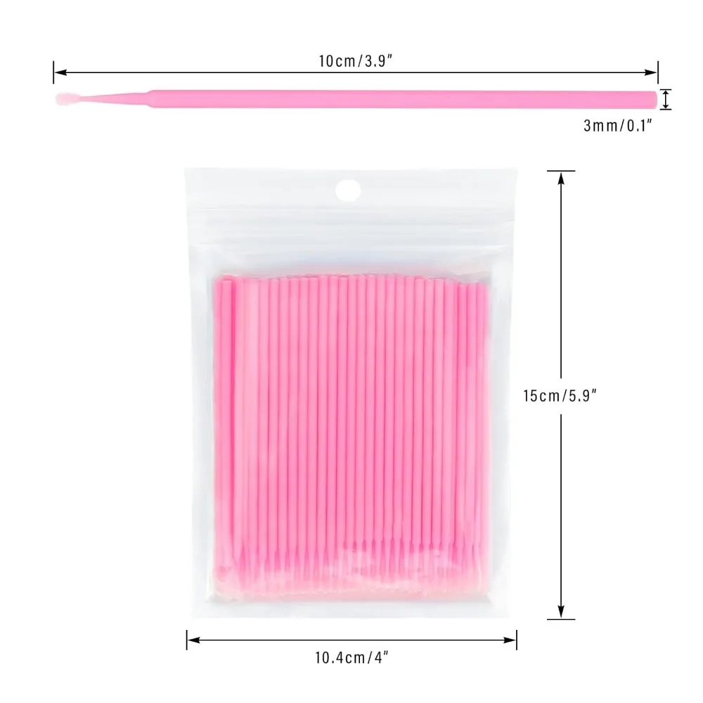 Micro Swabs 100pcs Disposable Cotton Swabs Applicator Brushes for Makeup Eyeliner Lash Extensions Nail Art and Professional Beauty Supplies