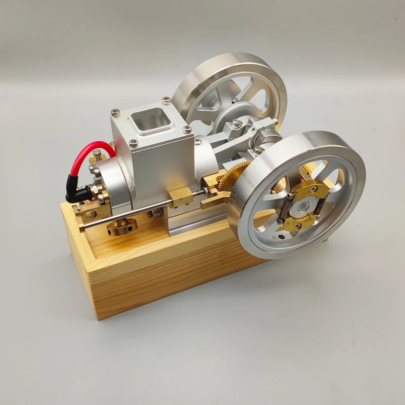 Full Metal Horizontal Single-cylinder Engine Model Retro Internal Combustion Engine Can Be Movable with Wooden Base M90 Toy Gift