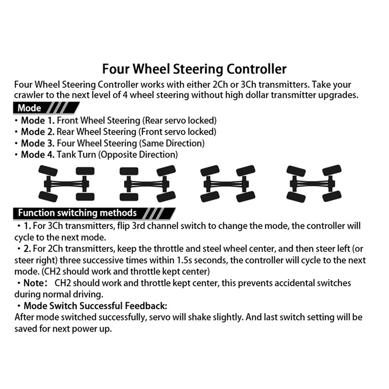 

Dependable-RC Car 4WS Four Wheel Steering Control Line Panel Servo Control Cable For 1/8 1/10 1/18 1/24 RC Crawler