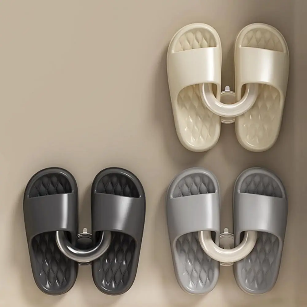 Wall Mounted Shoe Rack 2pcs U Shape Suction Cup Shoe Rack Hooks Non-slip Bathroom Towel Holder Stable No Drilling Slipper