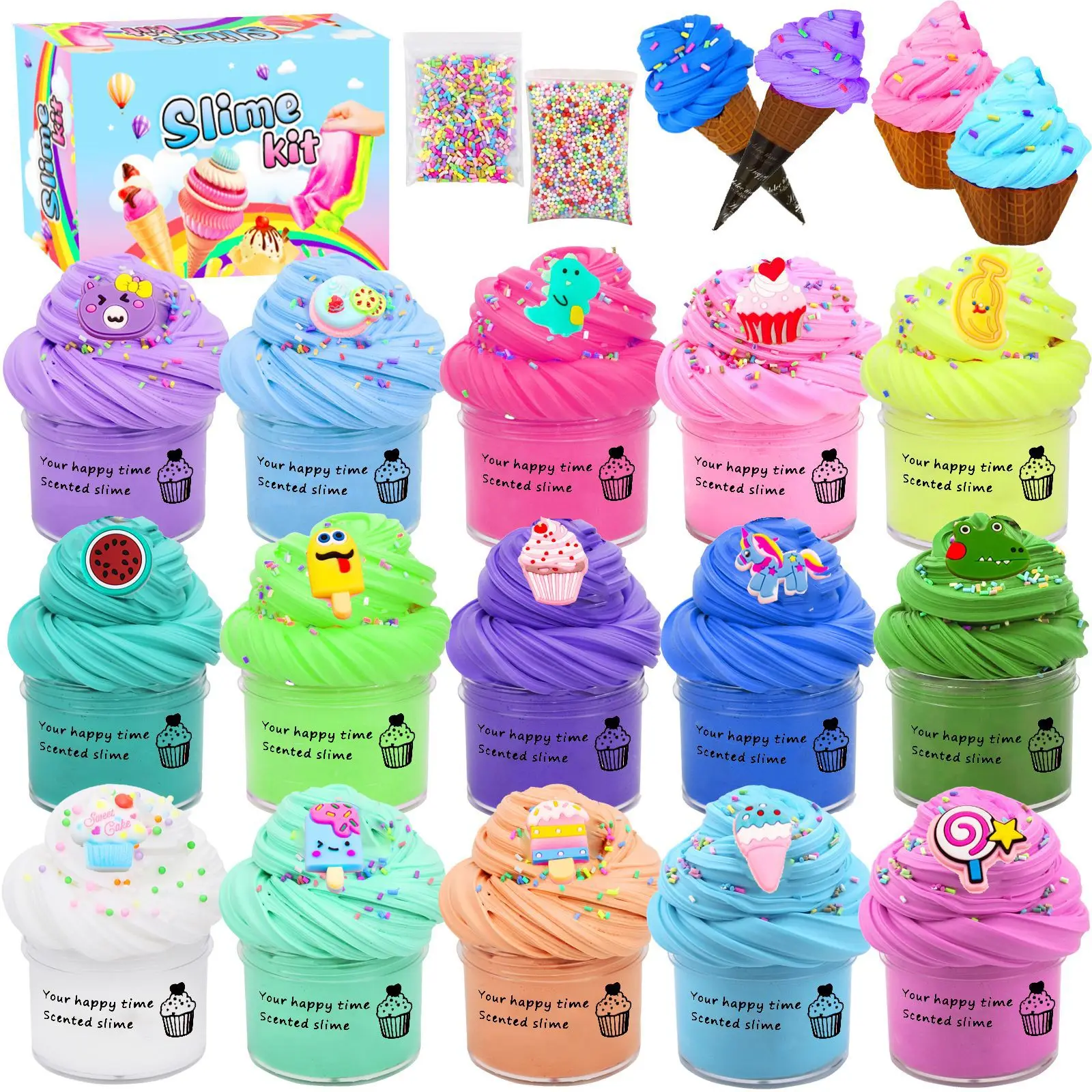 

15Pcs 50ml Butter Mud Set Toys Handmade Colorful Clay Slime Kit Soft Non-stick Toy Educational Party Favor Birthday Gifts