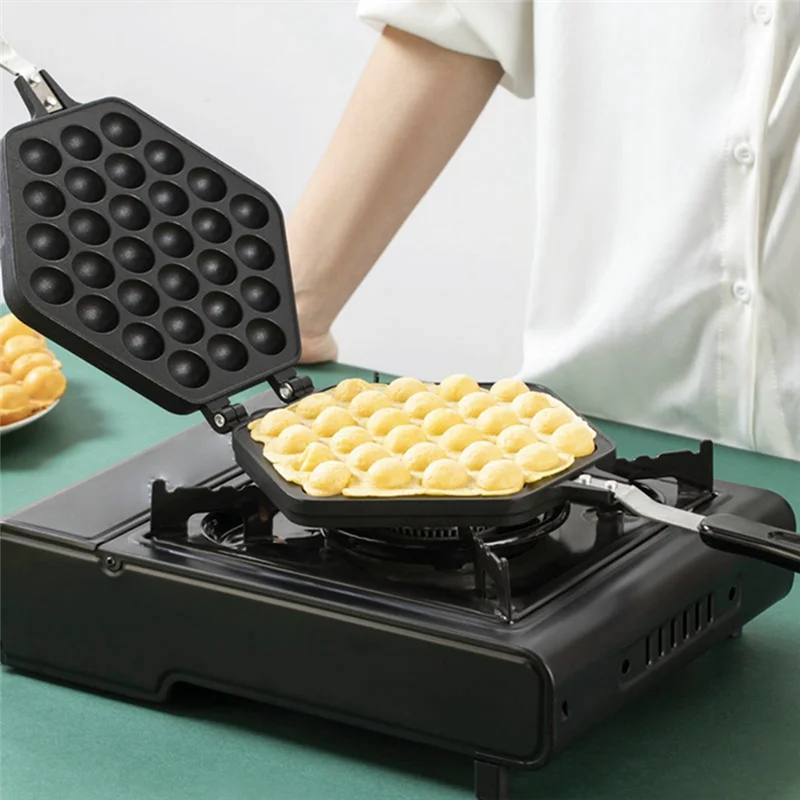 1 PZ Uovo Bolla Torta Teglia Stampo Eggettes Ferro Alluminio Hong Kong Waffle Pan Stampo Rivestimento Antiaderente Muffin FAI DA TE Piatto Nero
