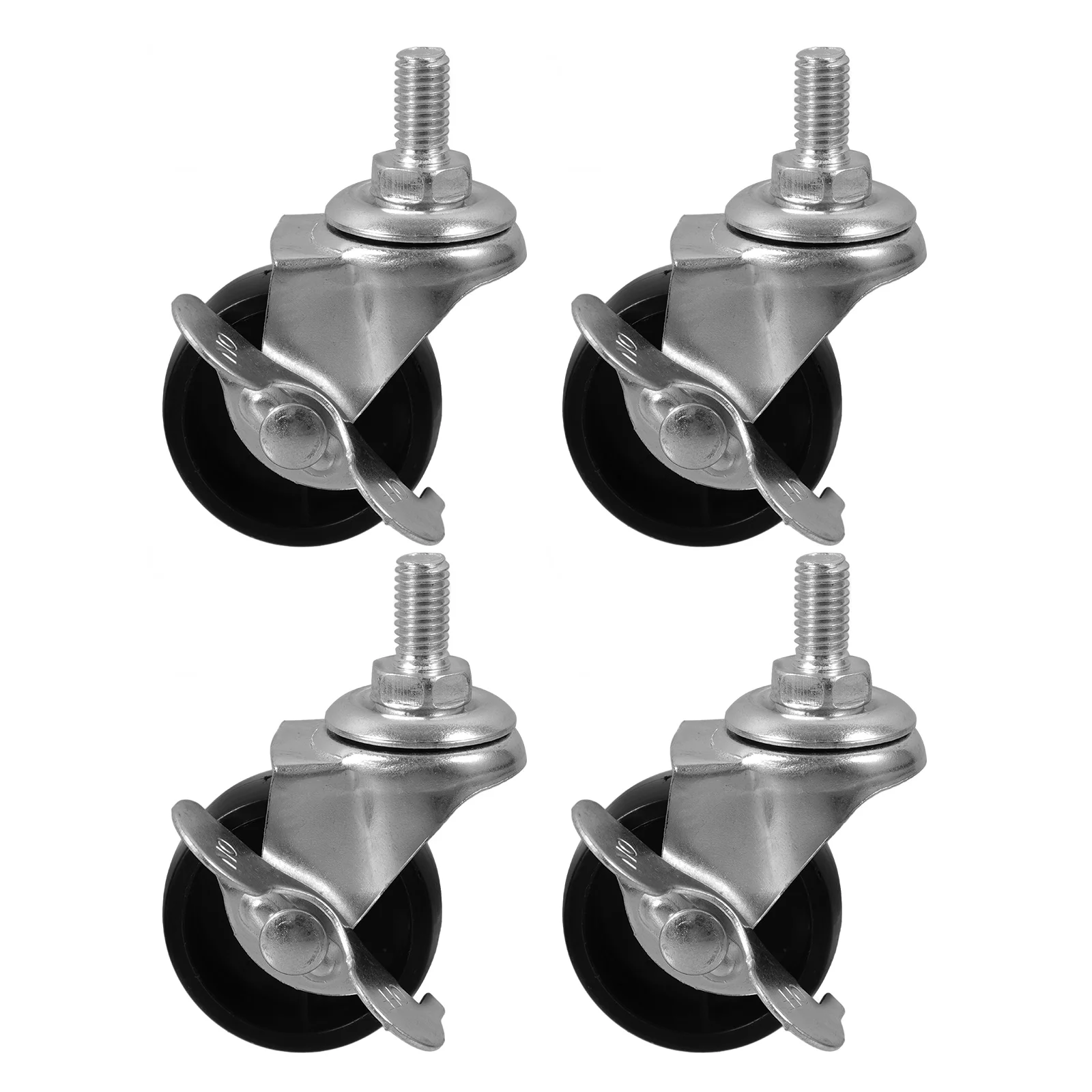 

4 Pcs Black PP Furniture Casters Heavy Duty Side Brake Wheels for Office Cart Replacement Smooth Rolling Non Marking Home
