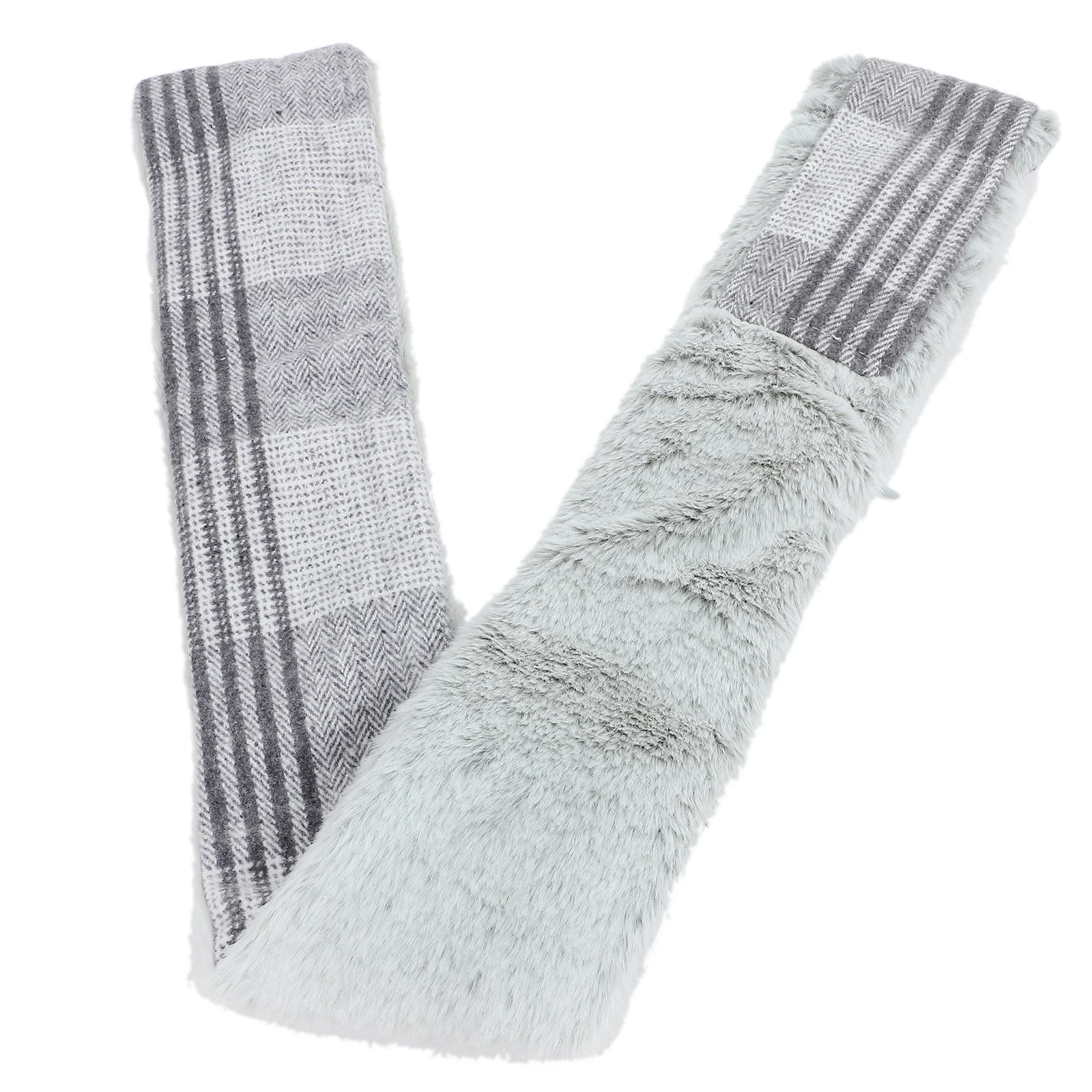 

Electric Heated Scarf Winter Warm Neck Wrap Soft Polyester USB Heating Adjustable Temperature Cycling Gray White Striped Safe No