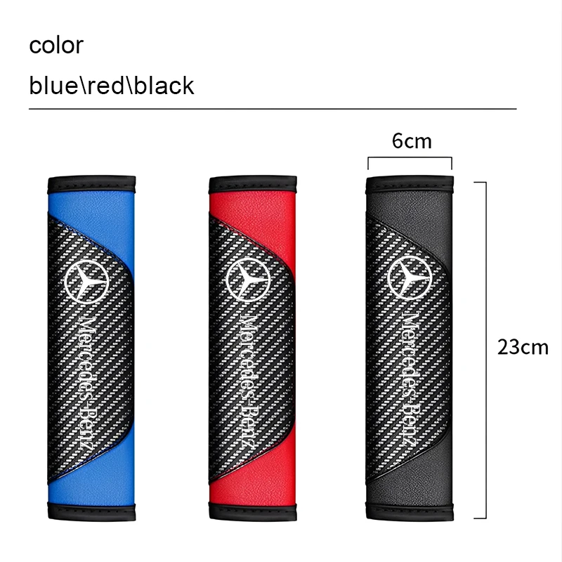 2/4 قطع من أحزمة مقاعد السيارة المصنوعة من ألياف الكربون من الجلد الطبيعي وإكسسوارات السيارة لسيارة Mercedes Benz E260 E200 E300 W205 W212 W166 #2