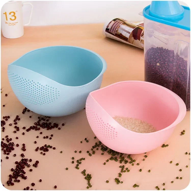 Rice Sieve Rice Drainage Basket Plastic Colander Kitchen Drain Basket Rice Bowl Fruit Vegetable Washing Strainer Basket Tools