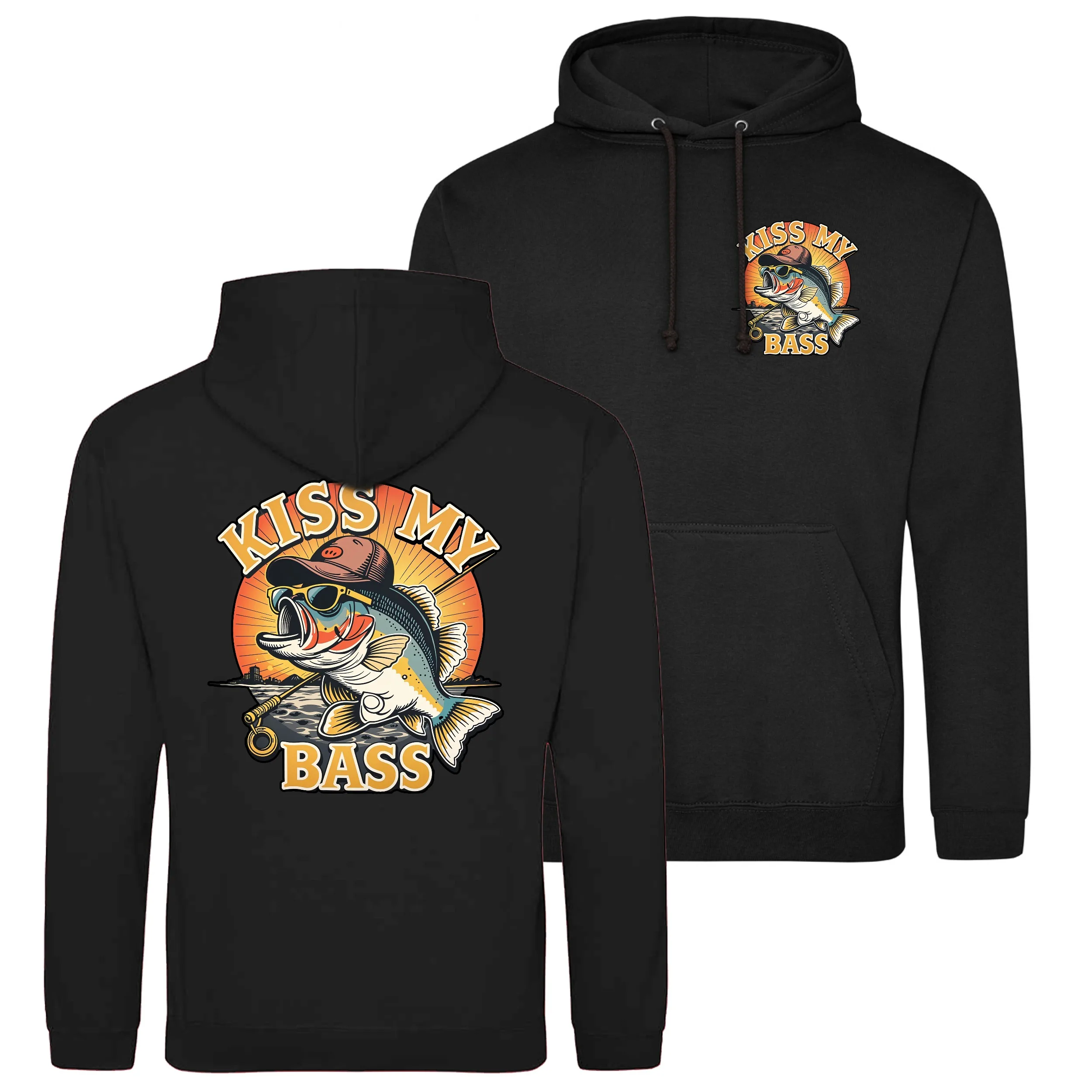 

Fisherman Kiss My Bass Hoodie Men's and Women's Long Sleeve Sweatshirts Y2k Tops Autumn Pullover Men Clothing Vintage Sportswear